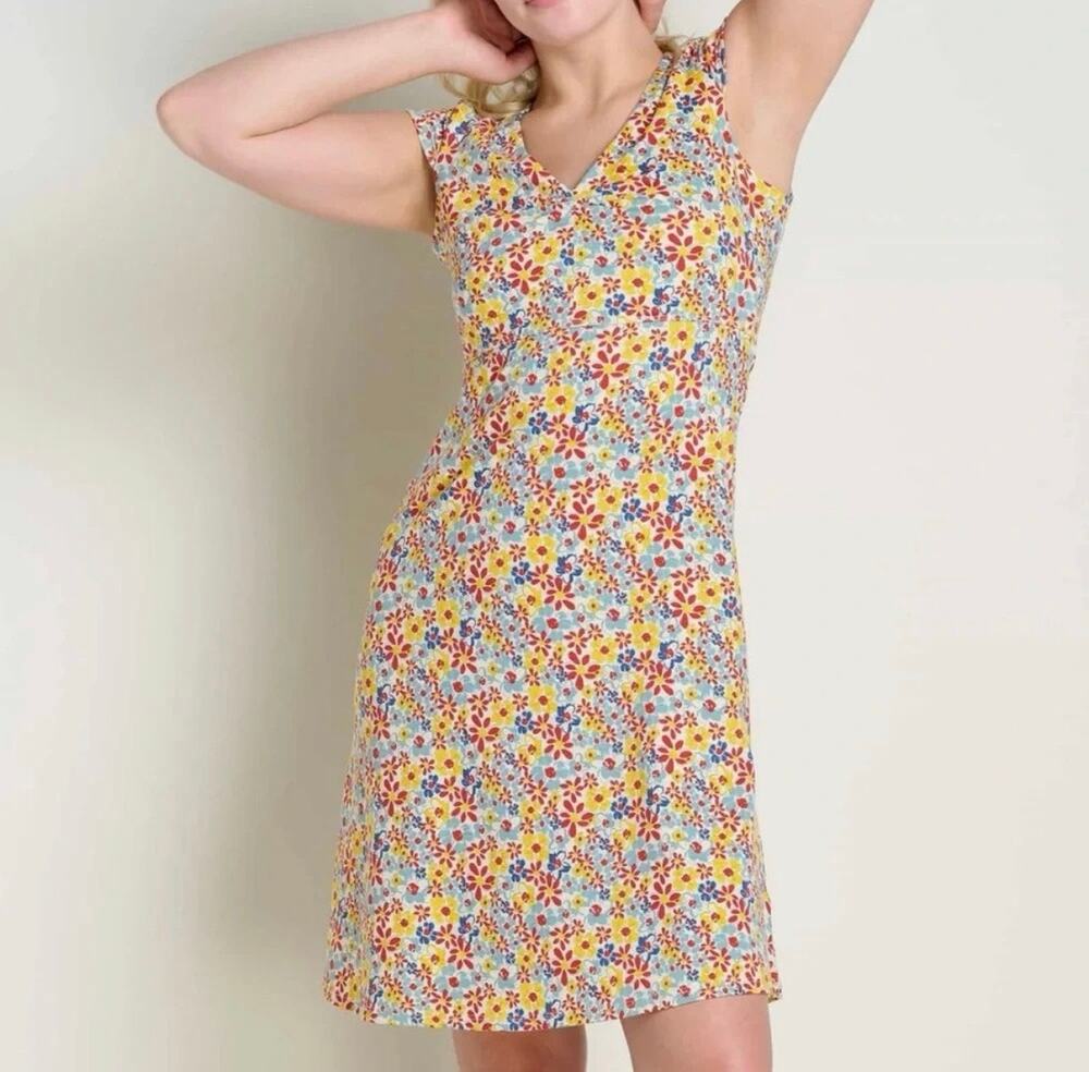 Toad&Co Rosemarie Floral Dress Organic Cotton TENCEL™ Lyocell Midi Dress Medium